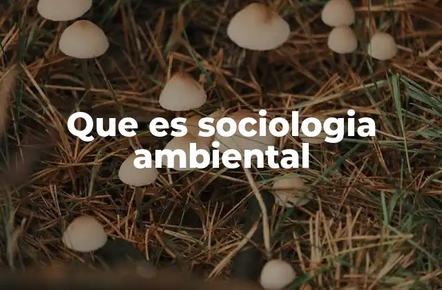 Que es Sociologia Ambiental