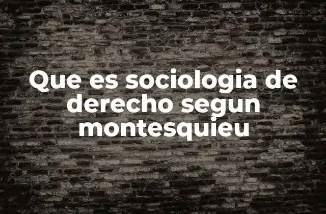 Que es Sociologia de Derecho Segun Montesquieu