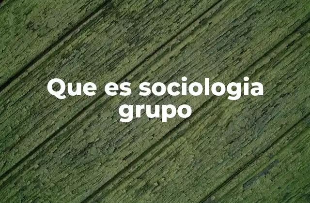 Que es Sociologia Grupo