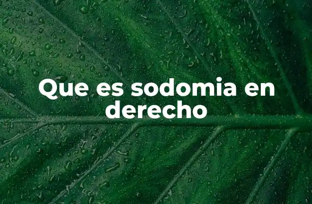 Que es Sodomia en Derecho