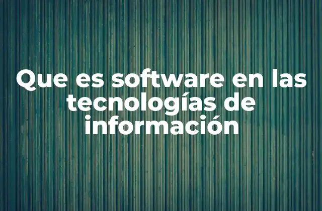 Que es Software en las Tecnologías de Información