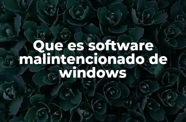 Que es Software Malintencionado de Windows