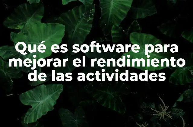 Qué es Software para Mejorar el Rendimiento de las Actividades