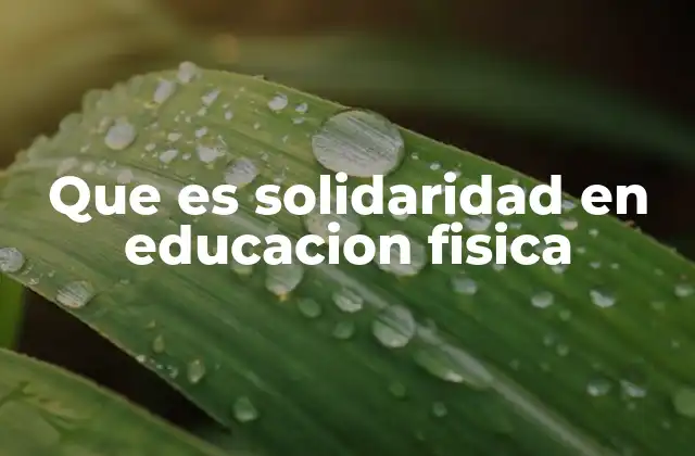 Que es Solidaridad en Educacion Fisica