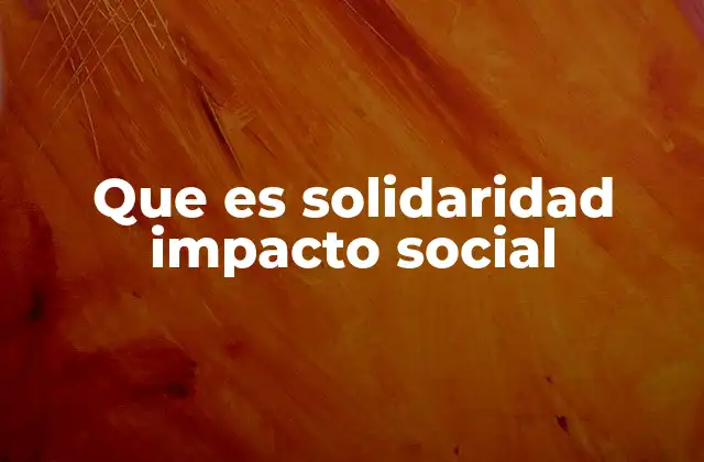 Que es Solidaridad Impacto Social