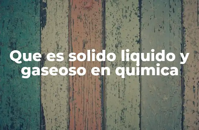 Que es Solido Liquido y Gaseoso en Quimica