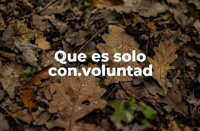 Que es Solo Con.voluntad