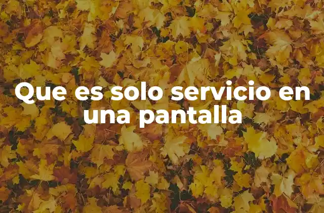 Que es Solo Servicio en una Pantalla