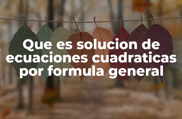 Que es Solucion de Ecuaciones Cuadraticas por Formula General