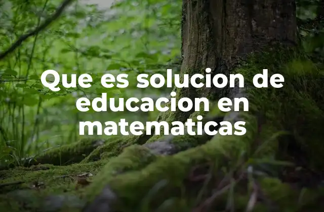 Que es Solucion de Educacion en Matematicas