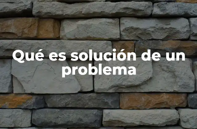 Qué es Solución de un Problema