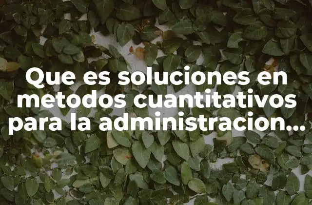 Que es Soluciones en Metodos Cuantitativos para la Administracion Davis