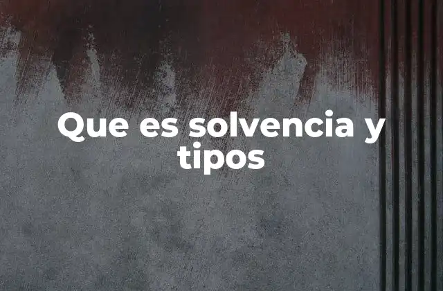 Que es Solvencia y Tipos