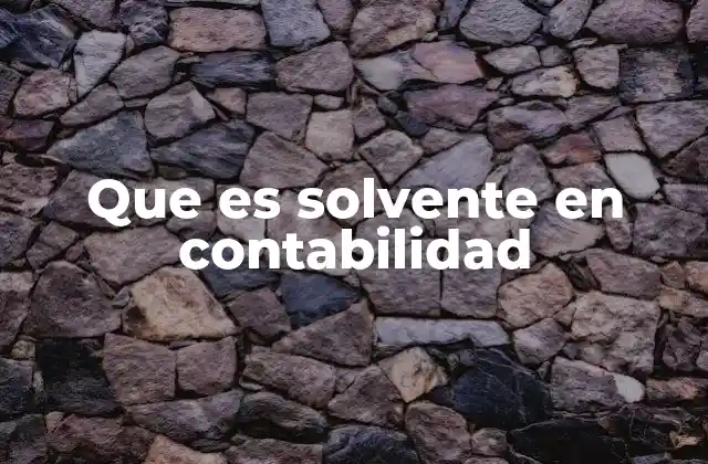 Que es Solvente en Contabilidad