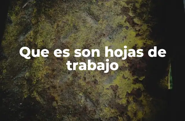 Que es Son Hojas de Trabajo