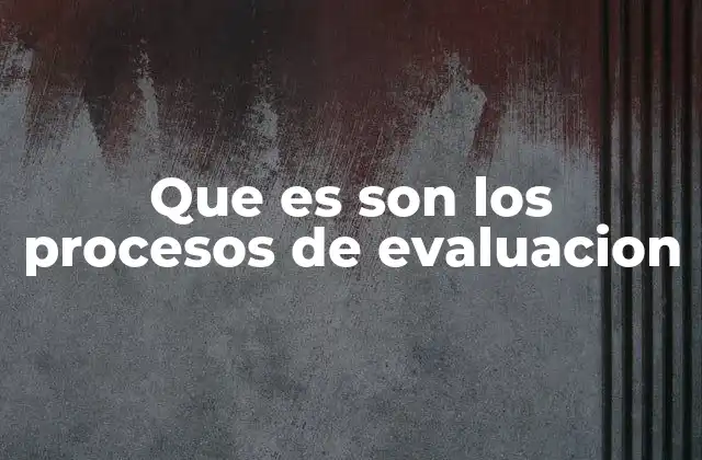 Que es Son los Procesos de Evaluacion