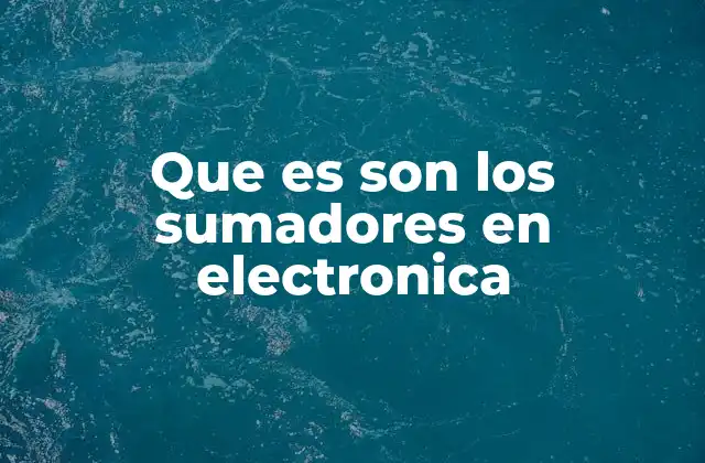 Que es Son los Sumadores en Electronica
