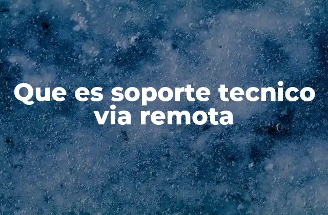 Que es Soporte Tecnico Via Remota