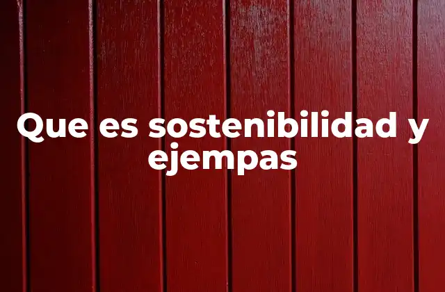 Que es Sostenibilidad y Ejempas