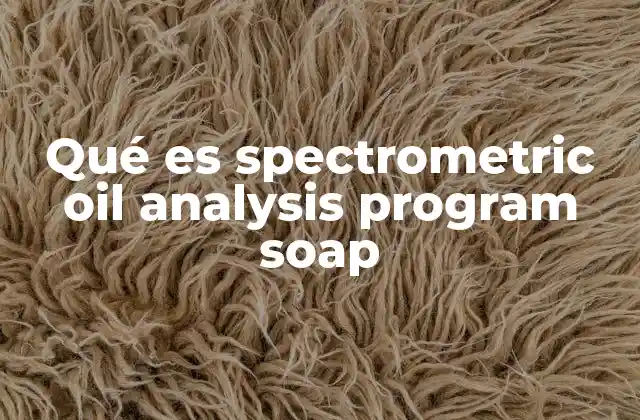Qué es Spectrometric Oil Analysis Program Soap 2 La importancia de los análisis espectrométricos en la gestión industrial