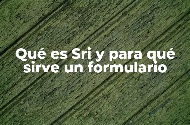 Qué es Sri y para Qué Sirve un Formulario
