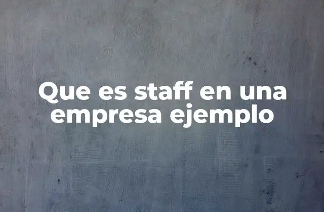 Que es Staff en una Empresa Ejemplo