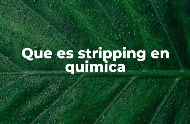 Que es Stripping en Quimica