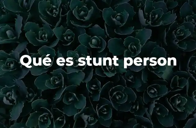 Qué es Stunt Person