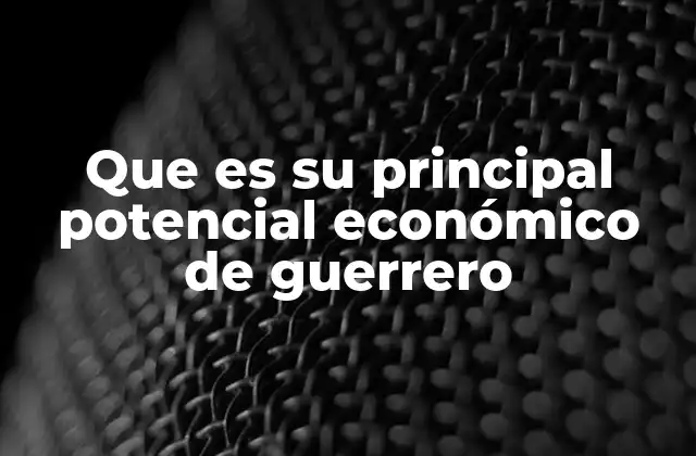 Que es Su Principal Potencial Económico de Guerrero