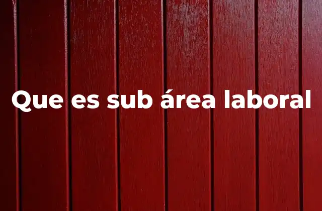 Que es Sub Área Laboral