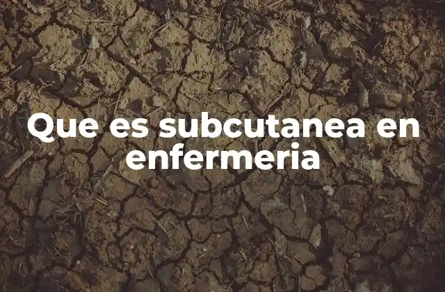 Que es Subcutanea en Enfermeria