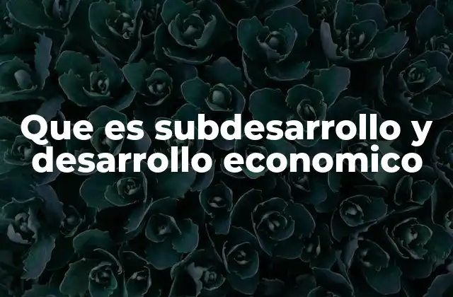 Que es Subdesarrollo y Desarrollo Economico