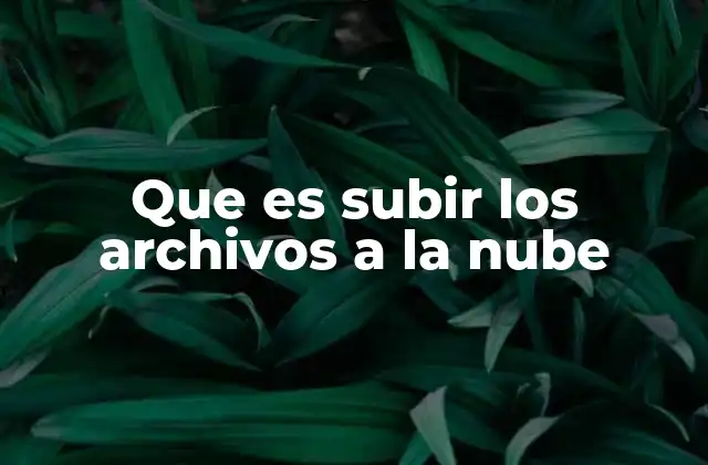 Que es Subir los Archivos a la Nube