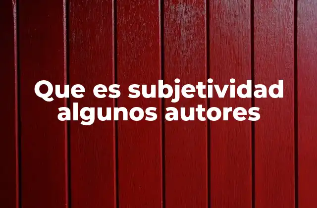 Que es Subjetividad Algunos Autores