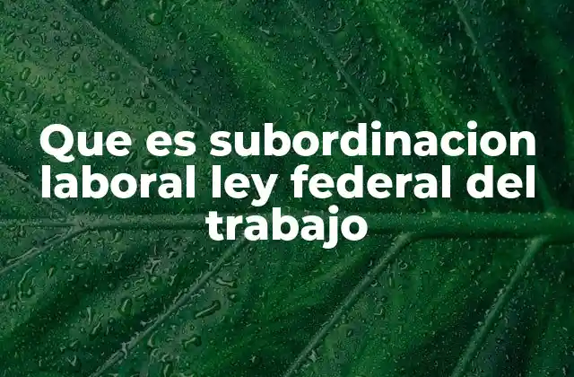 Que es Subordinacion Laboral Ley Federal Del Trabajo