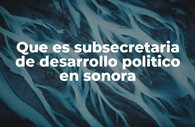 Que es Subsecretaria de Desarrollo Politico en Sonora