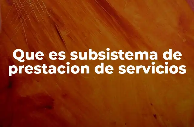 Que es Subsistema de Prestacion de Servicios