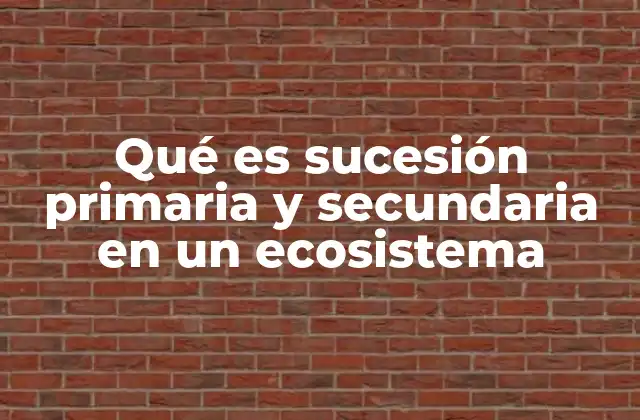 Qué es Sucesión Primaria y Secundaria en un Ecosistema