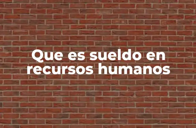 Que es Sueldo en Recursos Humanos