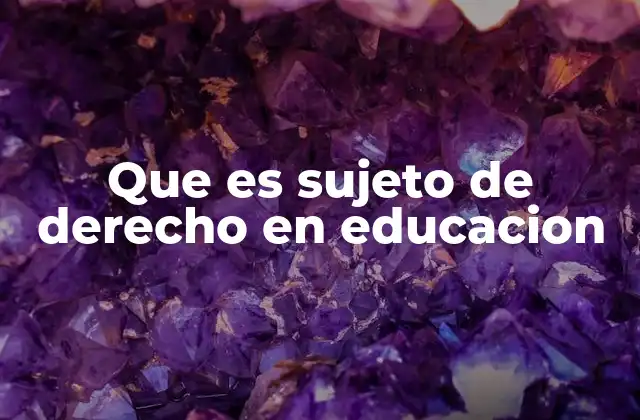 Que es Sujeto de Derecho en Educacion