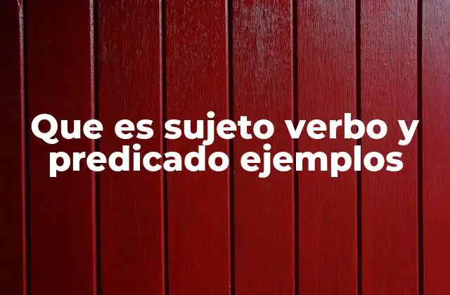 Que es Sujeto Verbo y Predicado Ejemplos