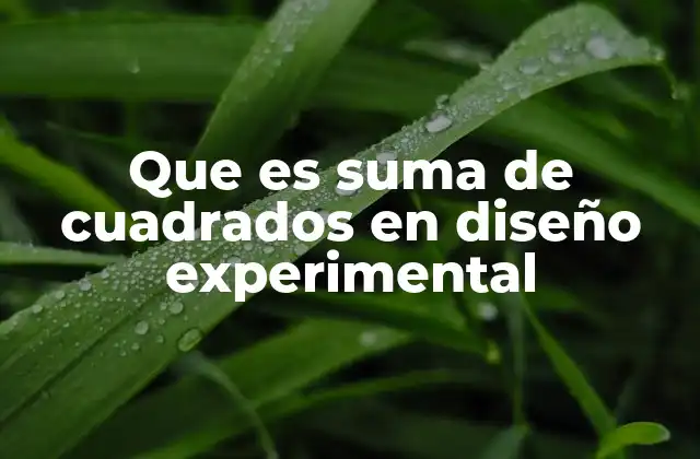 Que es Suma de Cuadrados en Diseño Experimental