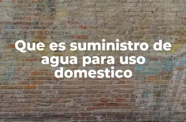 Que es Suministro de Agua para Uso Domestico
