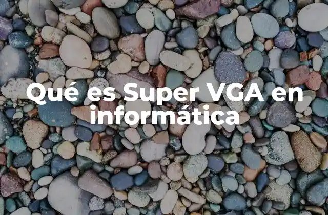Qué es Super Vga en Informática