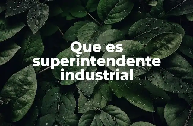 Que es Superintendente Industrial