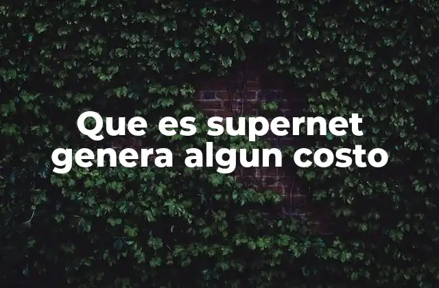 Que es Supernet Genera Algun Costo
