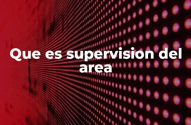 Que es Supervision Del Area