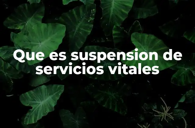 Que es Suspension de Servicios Vitales