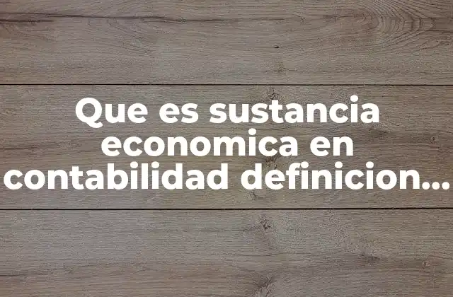 Que es Sustancia Economica en Contabilidad Definicion de un Autor