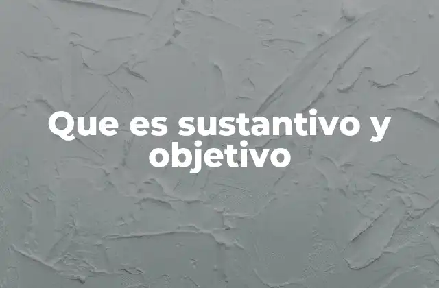Que es Sustantivo y Objetivo